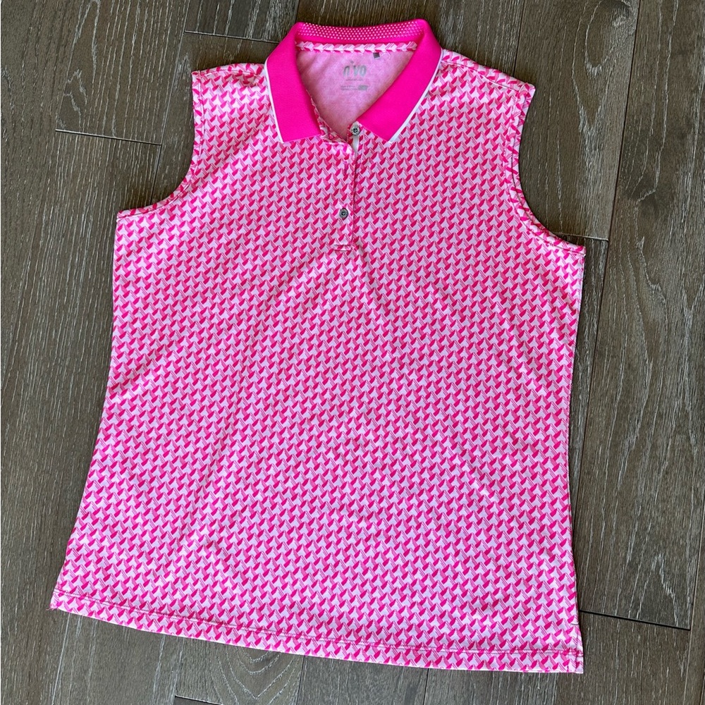Pink and white golf shirt